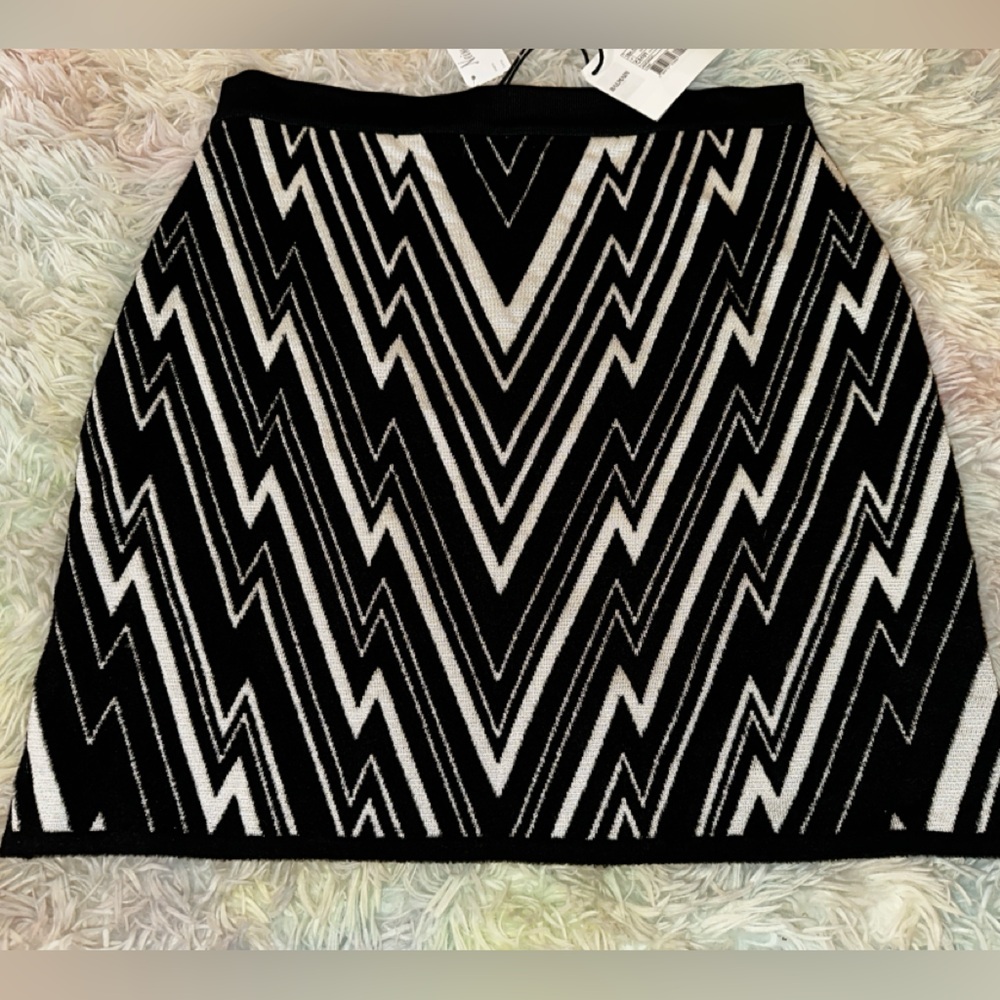 New Balmain Monochrome Zigzag Mini Skirt Size 46 - Picture 4 of 11